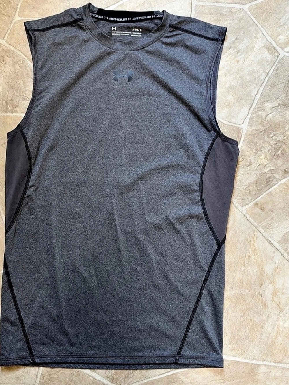 Under Armour HeatGear Armour Compression Sleeveless Shirt Gray Large